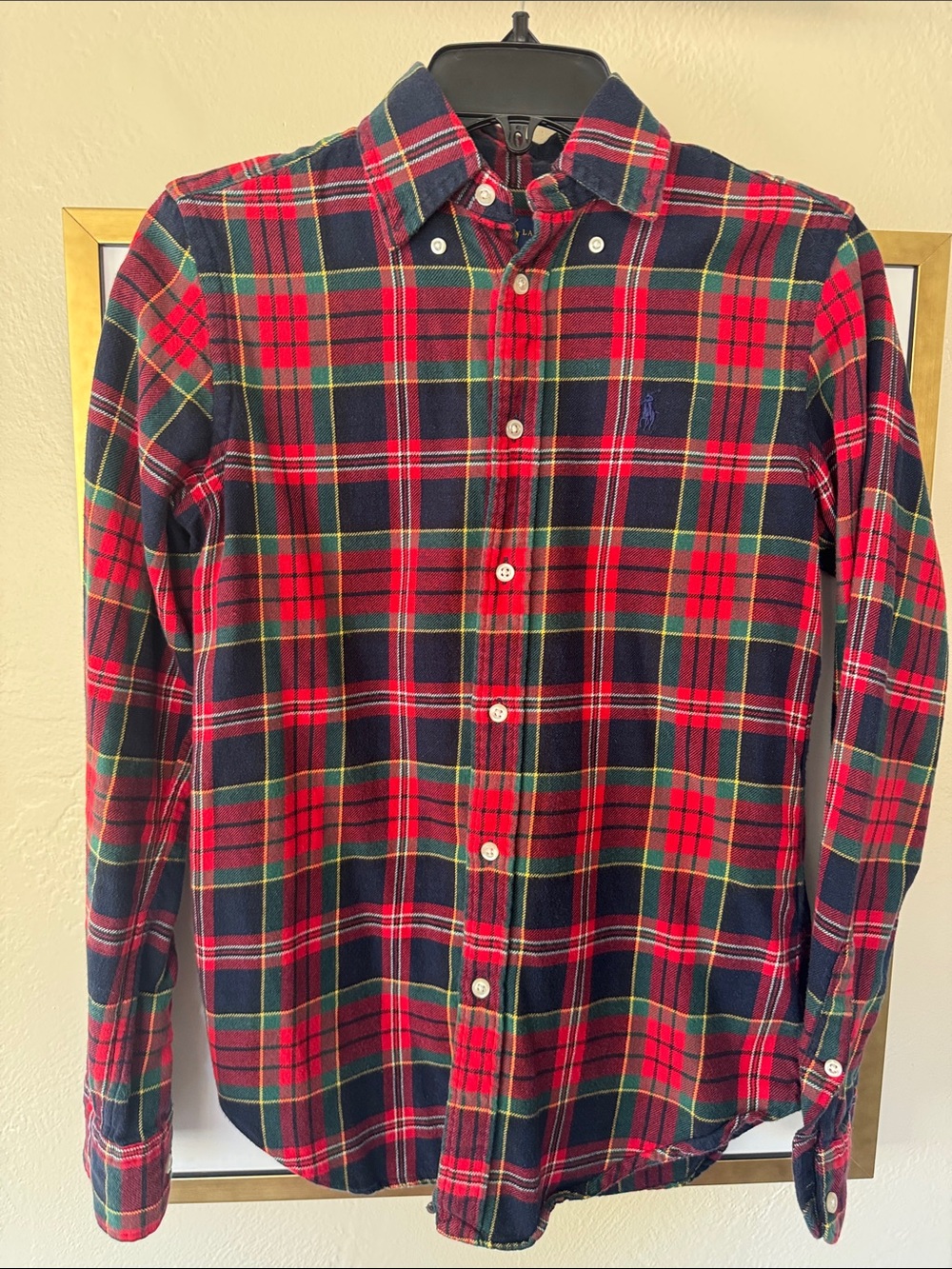 Women’s Red & Navy Plaid Button-Down Shirt
